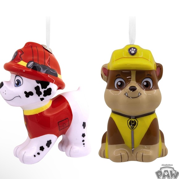 Hallmark Paw Patrol Marshall and Rubble Decoupage Christmas Ornaments, Set of 2 - Picture 6 of 6